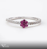 Red Floral Zirconia Ring