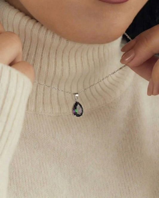 Aurora Teardrop Silver Necklace