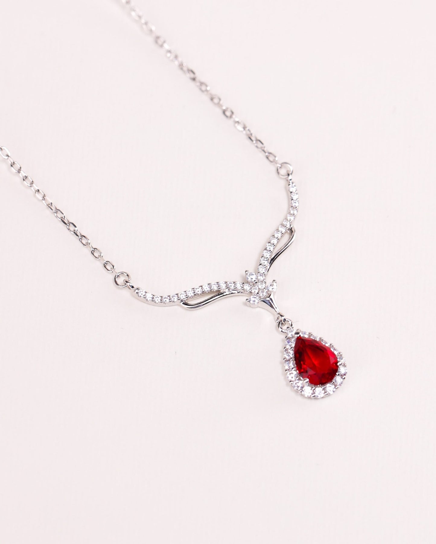 Red Radiance Teardrop Necklace