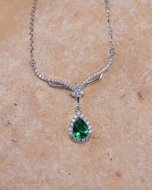 Emerald Radiance Teardrop Necklace