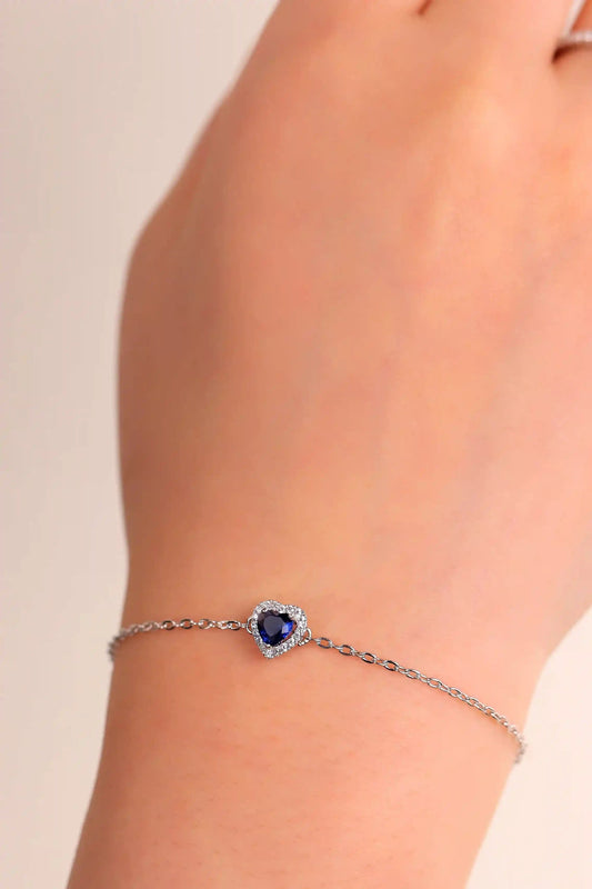 Blue Pandora Silver Bracelet with Heart