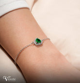 Emerald Pandora Silver Bracelet with Heart