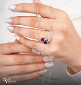 Red and blue Crystal silver Necklace