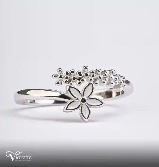White Blossom Harmony Silver Ring