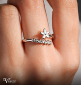 White Blossom Harmony Silver Ring