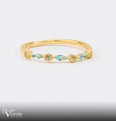Zircon Aqua Gold Plated Ring