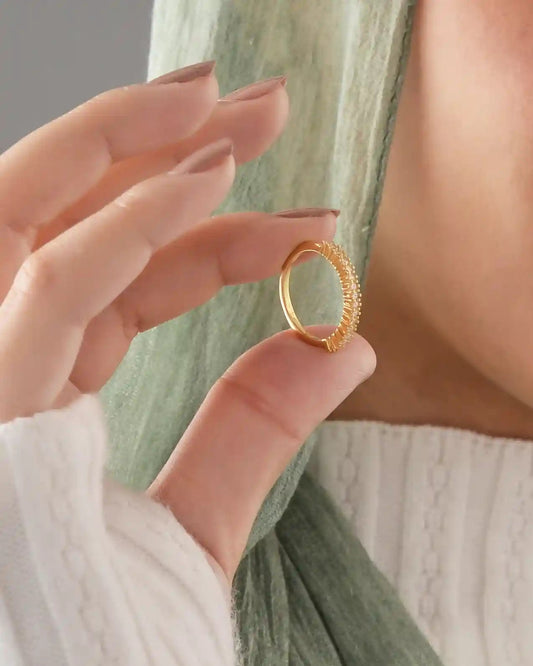 Gold Eternity Silver Ring