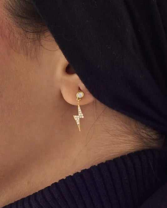 Golden Lightning Drop Earrings