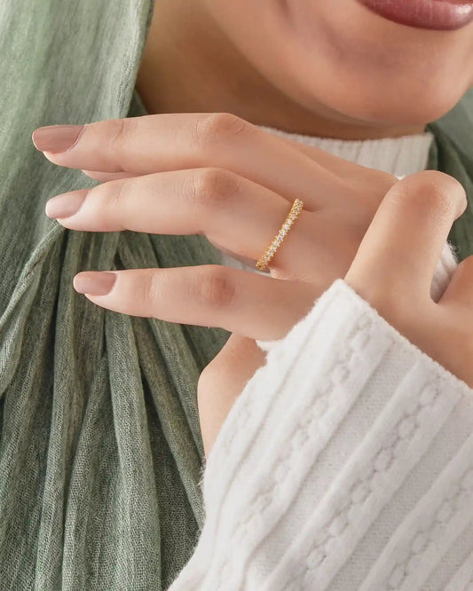 Gold Eternity Silver Ring