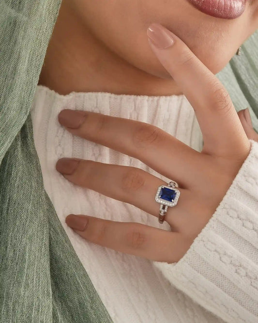 Royal Blue Éclat Silver Ring