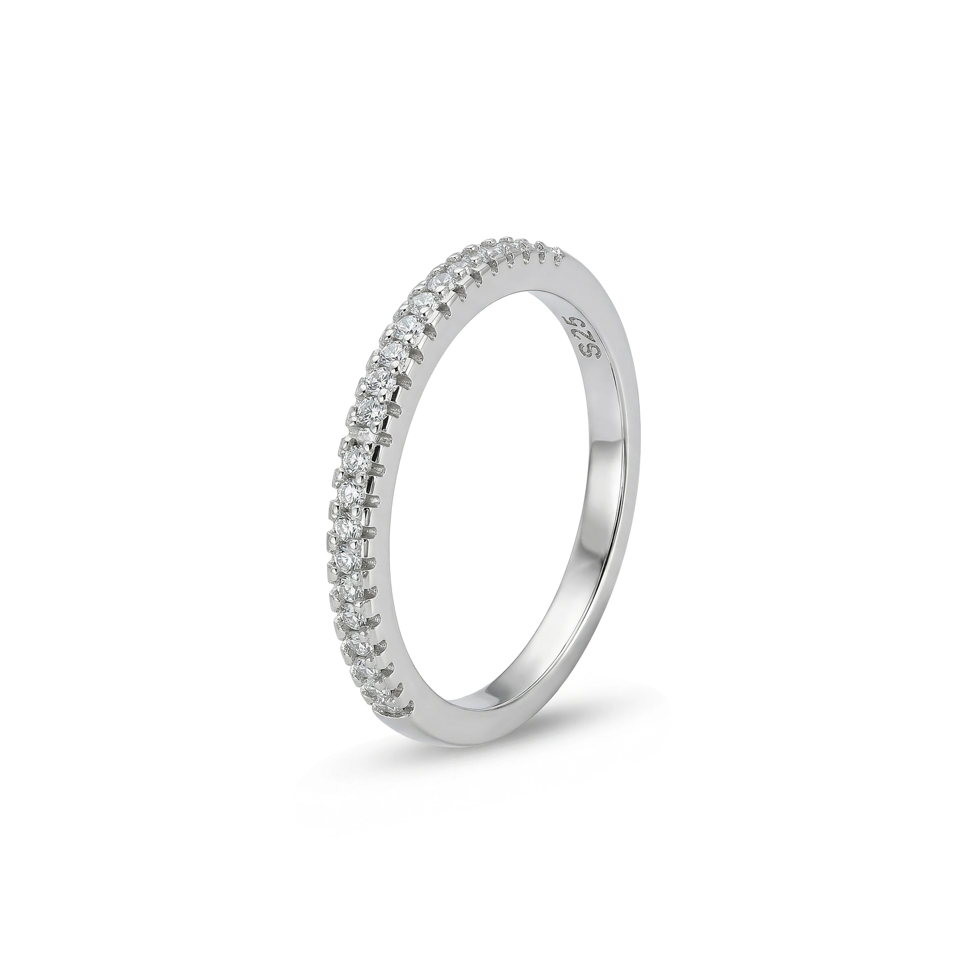 Viorette pave stacking band ring in 925 sterling silver