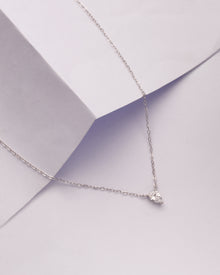 Luminous Pear Solitaire Silver Necklace