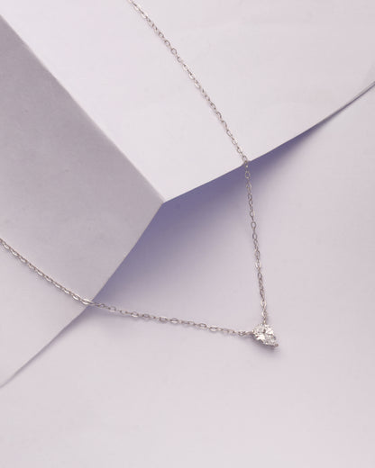 Viorette necklace in 925 sterling silver with a pear-cut solitaire stone