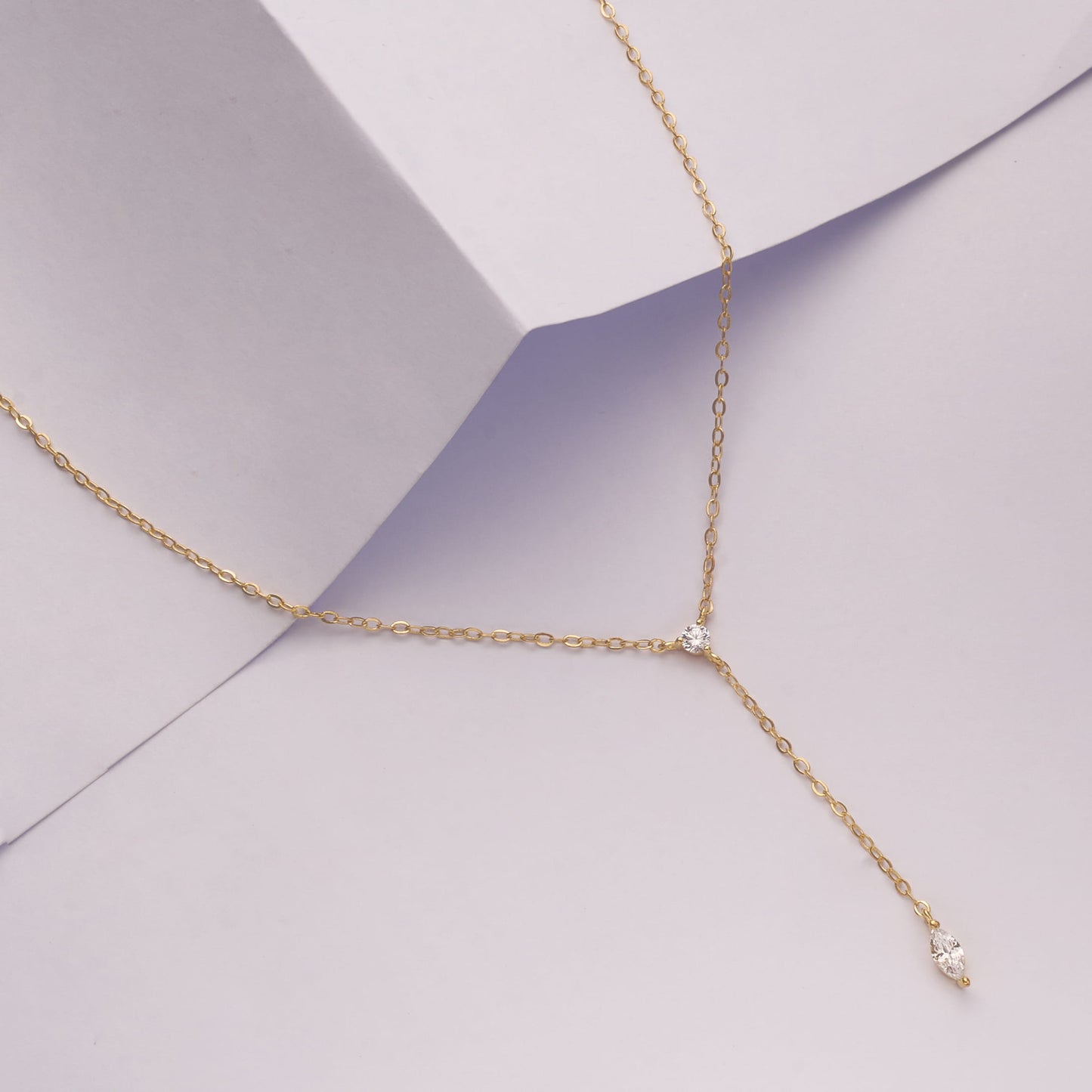 Viorette marquise-drop lariat necklace in gold-plated 925 sterling silver