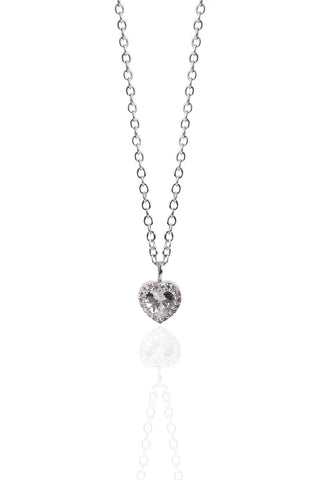 Pandora Silver Necklace With Crystal Heart