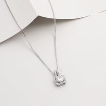 Viorette necklace in 925 sterling silver with a white square-cut stone pendant
