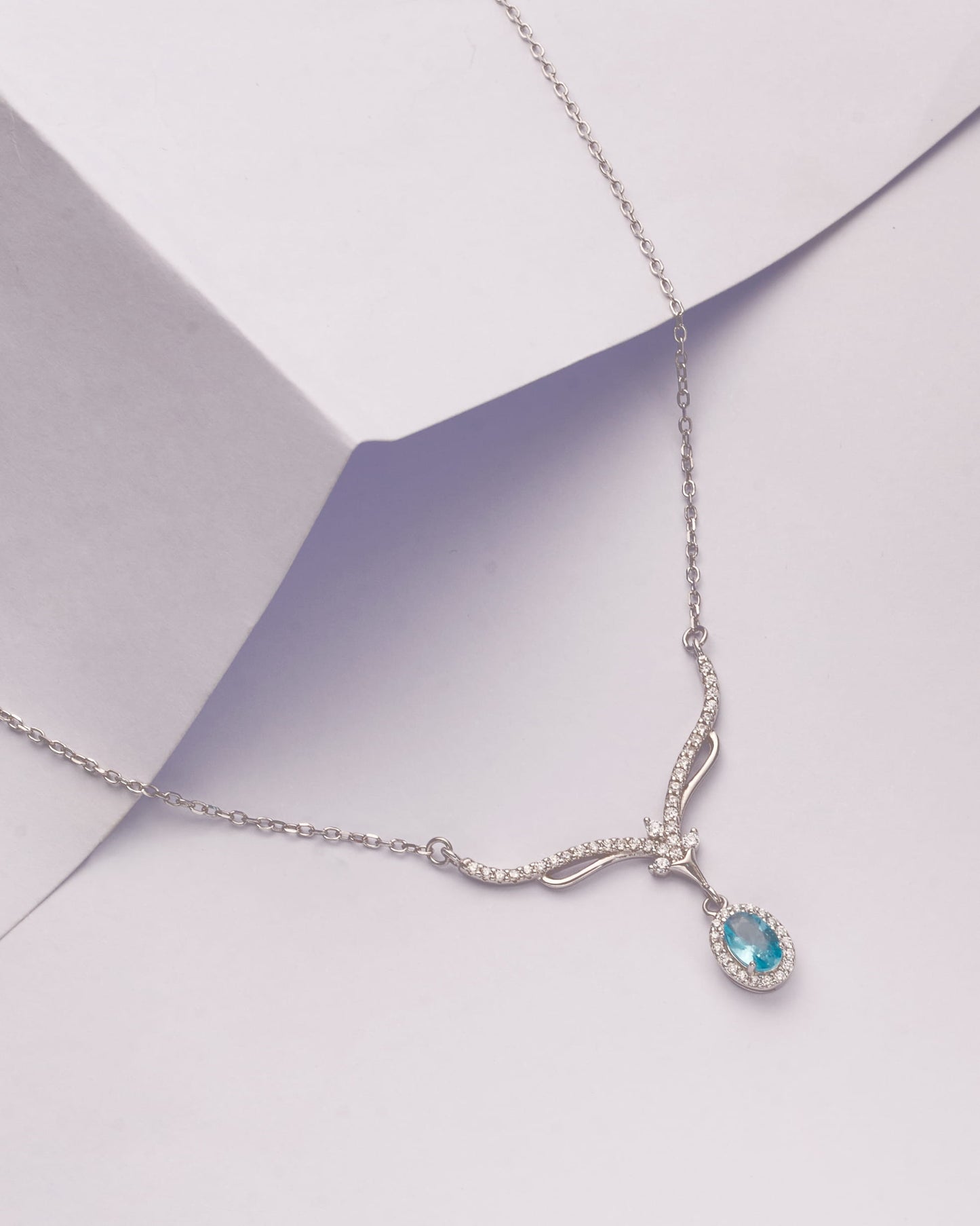 Sky Blue Radiance Teardrop Necklace