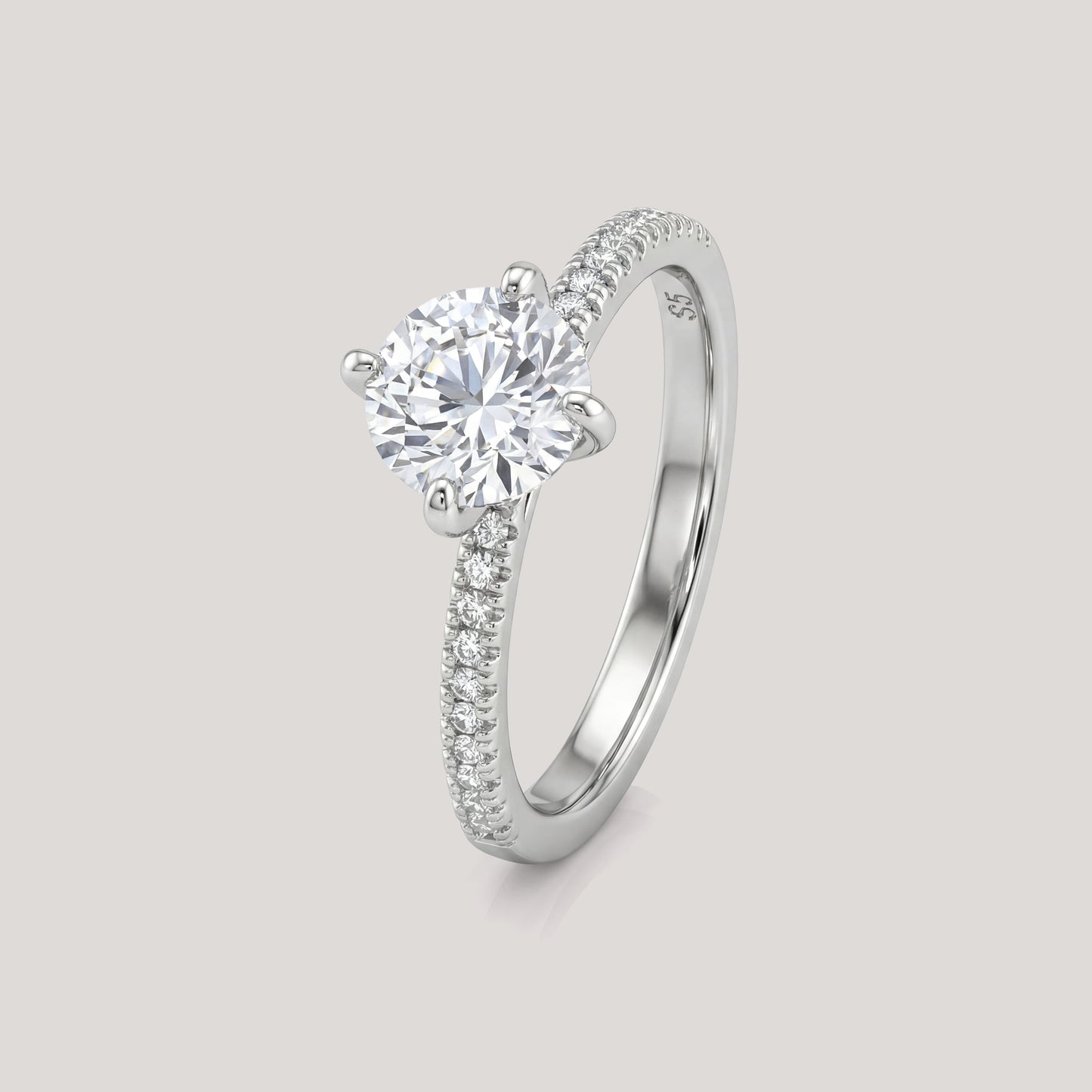 Viorette promise ring in 925 sterling silver with pave-set white zircon stones