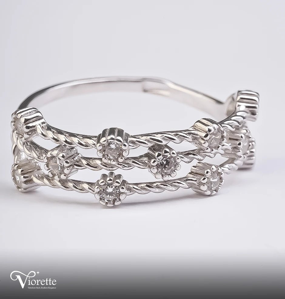 3 layers Spark Silver Ring