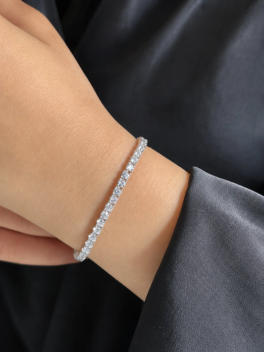 Viorette 3mm tennis bracelet in 925 sterling silver with a continuous line of round crystals