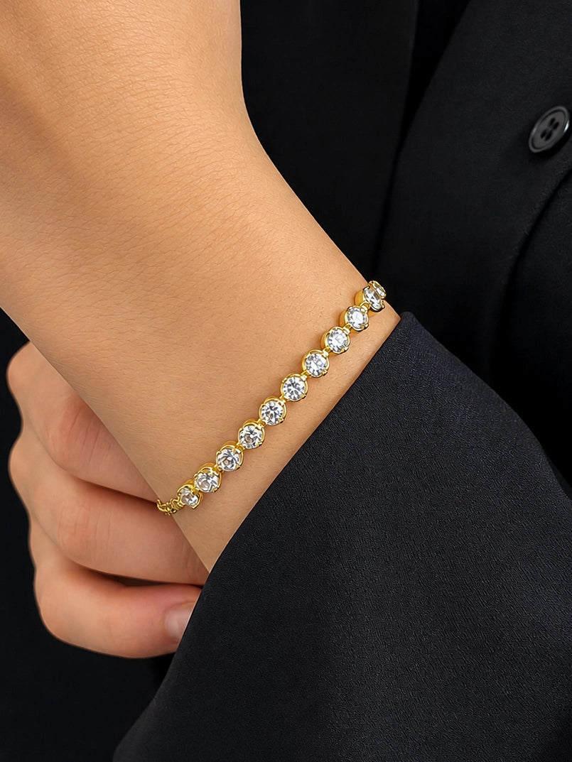Gilded Radiant Row Double-Strand Bracelet