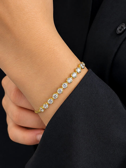Gilded Radiant Row Double-Strand Bracelet