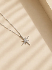 Viorette Celestial North Star necklace in 925 sterling silver with a pave-set star pendant
