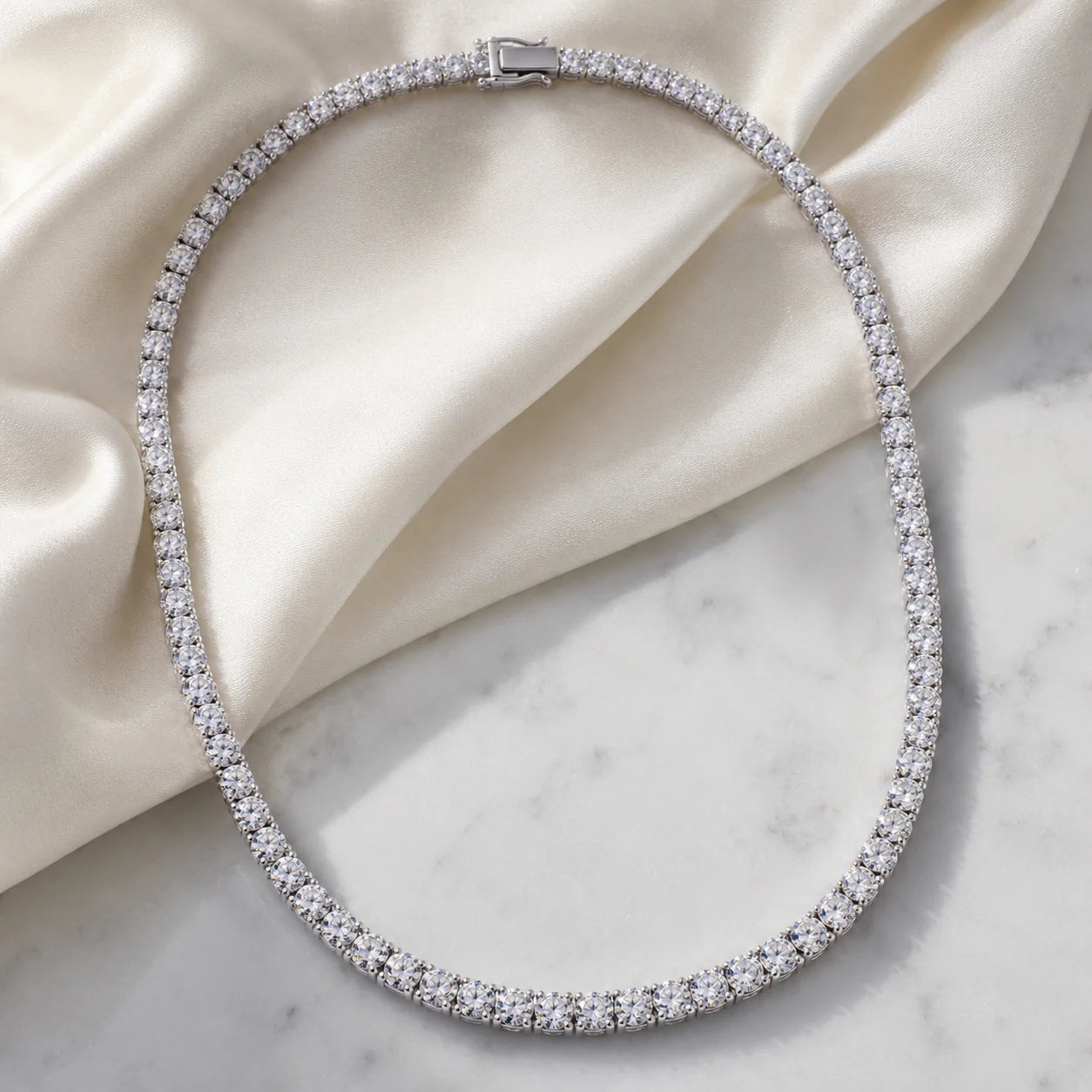 4mm Silver Tennis Necklace
