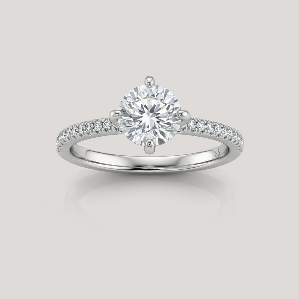 Viorette promise ring in 925 sterling silver with pave-set white zircon stones