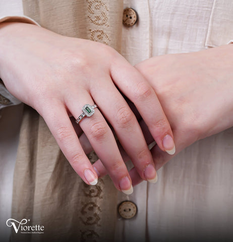 Emerald Regal Halo Ring