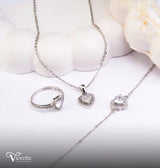 Clear Heart Necklace, Bracelet & Ring Set