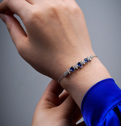Viorette Relic bracelet in 925 sterling silver with azure blue stones