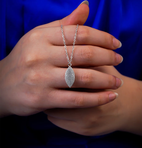 Pavé Leaf Pendant Necklace