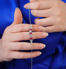 Viorette Reliquary bracelet in 925 sterling silver with crimson red stones