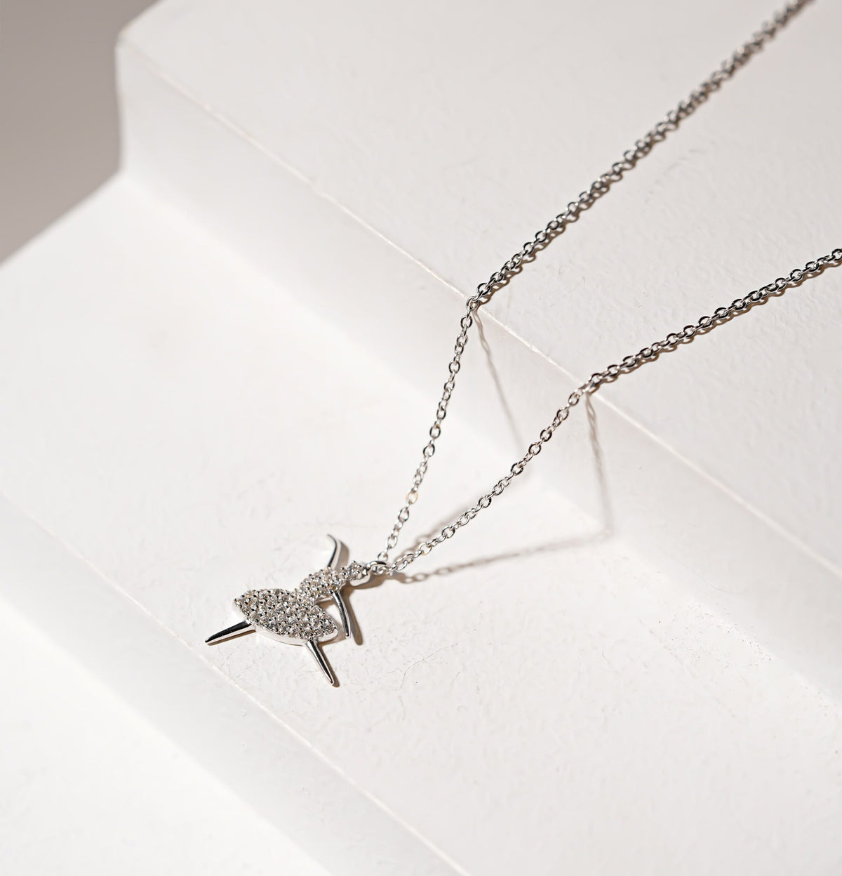 Silver Ballerina Pendant Necklace