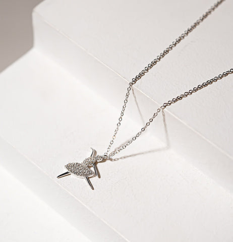 Silver Ballerina Pendant Necklace