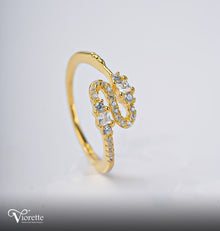 Viorette Gold Serpent Curve ring in gold-plated 925 sterling silver with a curved serpent design