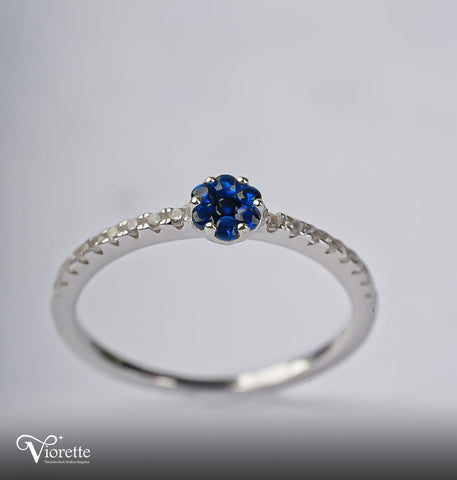 Blue Floral Zirconia Ring