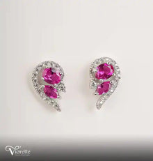 Fuchsia Teardrop Curve Stud Earrings