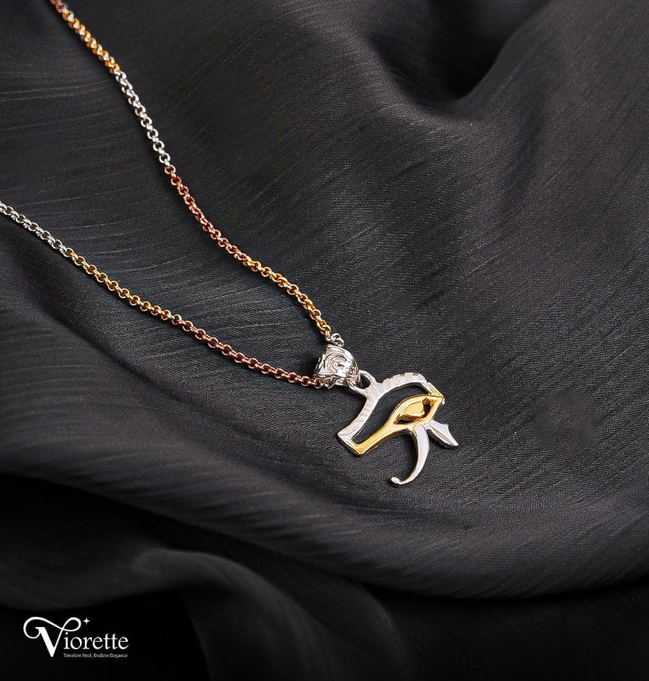 Eye of Horus Two-Tone Pendant Necklace
