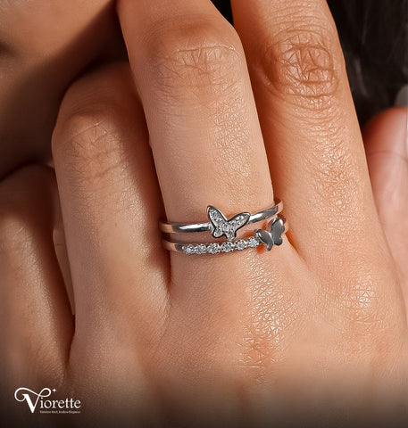 Ethereal Butterfly Duo Silver Ring