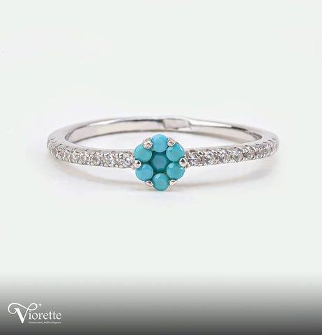 Sky Blue Floral Zirconia Ring