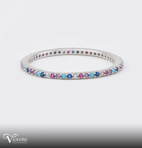 Multi colored Eternity Spark Ring