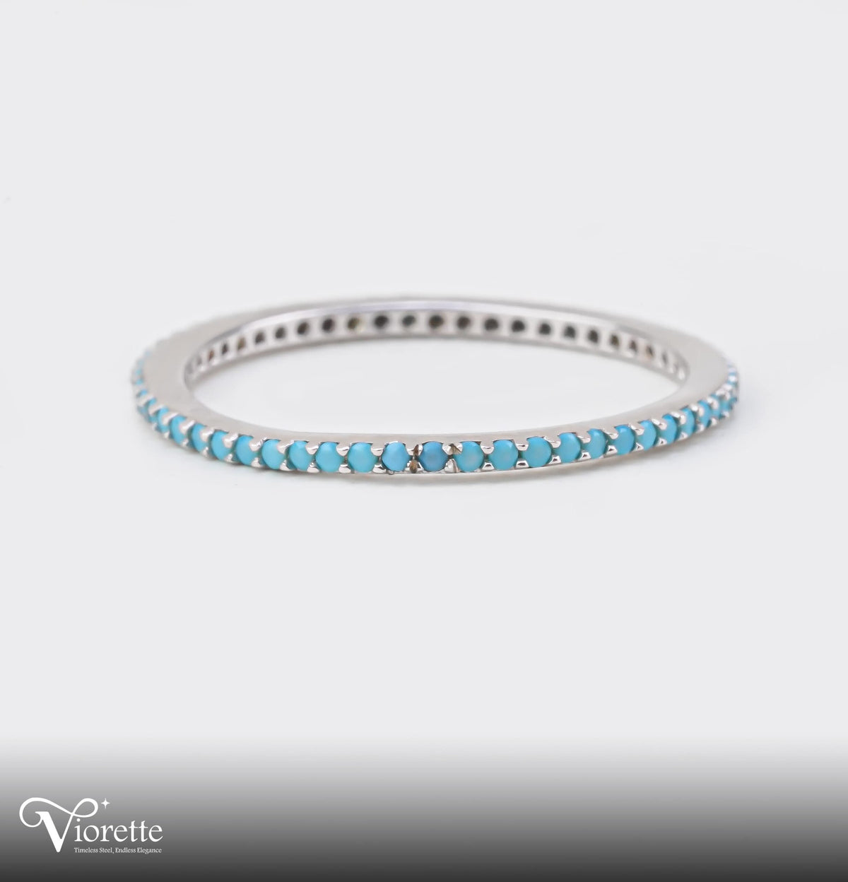 Sky Blue colored Eternity Spark Ring