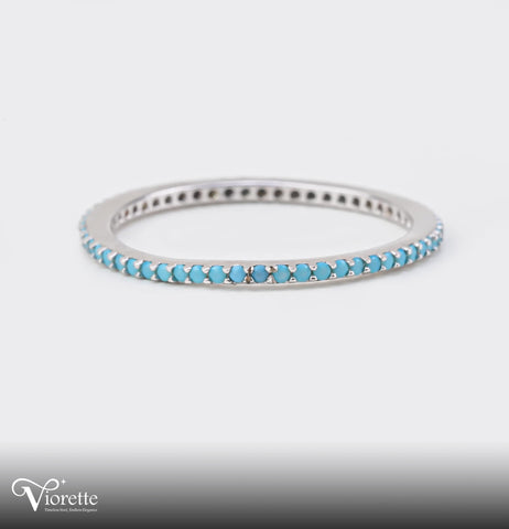 Sky Blue colored Eternity Spark Ring