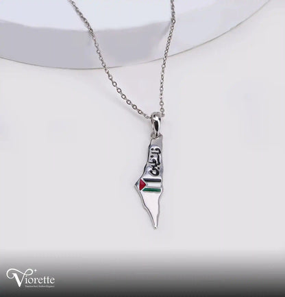 Viorette Palestine necklace in 925 sterling silver with a Palestine map pendant