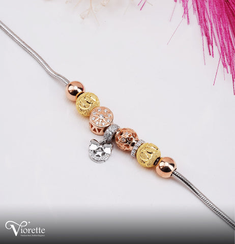 Rose Gold Mixed Charm Bangle Bracelet