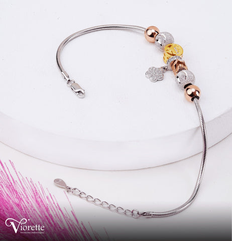 Rose Gold Mixed Charm Bangle Bracelet