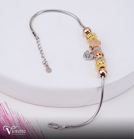 Rose Gold Mixed Charm Bangle Bracelet