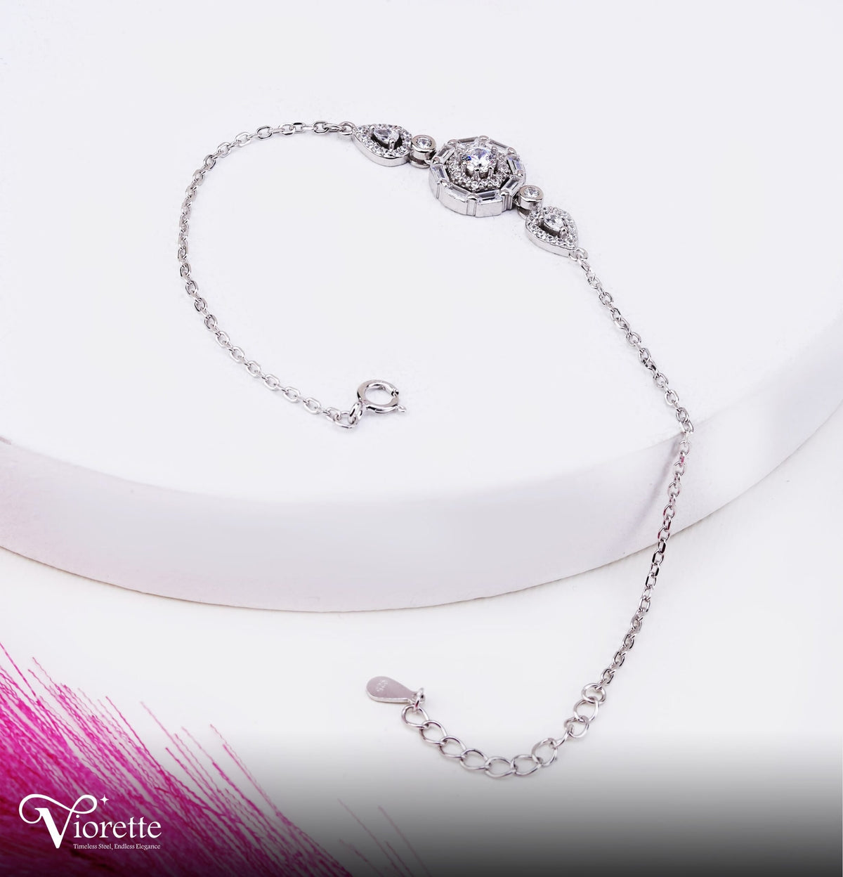 Halo Teardrop Chain Bracelet